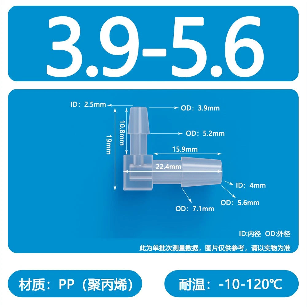 90° Elbow Plastic Barbed Joiner Reducer Connector Pipe Tube Hose Water 1.6-25mm