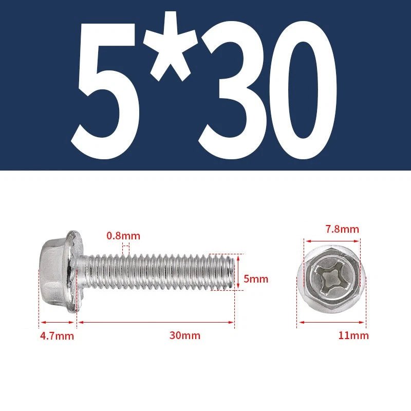 Phillips Hex Flange Screws 304 Stainless Steel M3–M8 | Dentate & Flat Flange - HomeDIYer