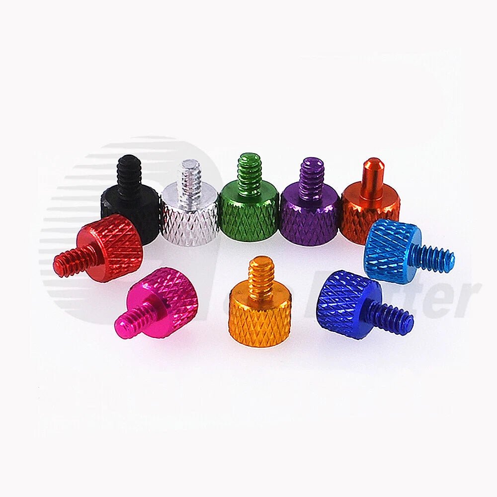 6 - 32 UNC Flat Knurled Thumb Screws — Anodized Aluminum, 10 Colors, 5.5mm to 20mm - HomeDIYer