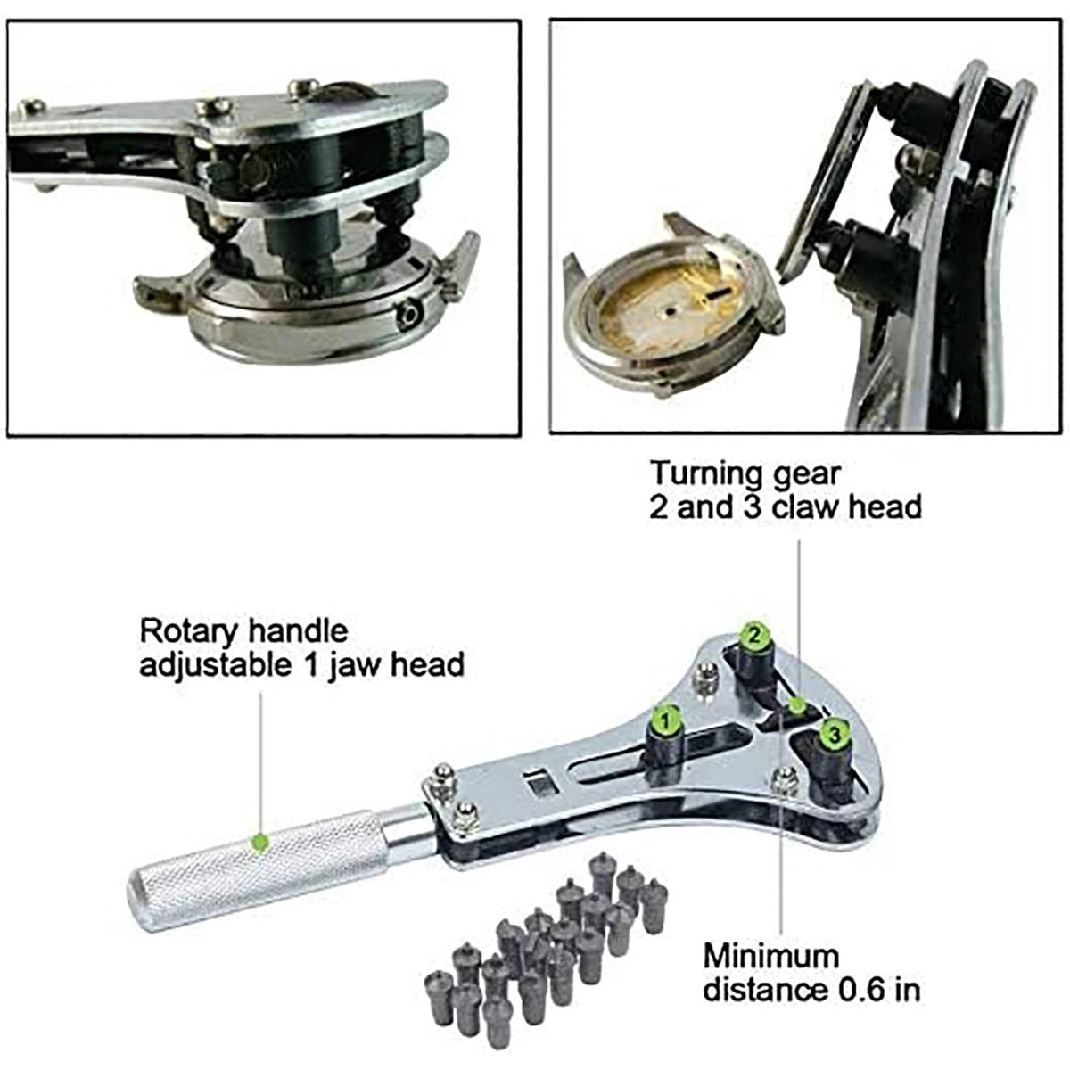 19Pcs Watch Repair Back Case Opener Wrench maker Screw Cover Remover Tool Kit UK