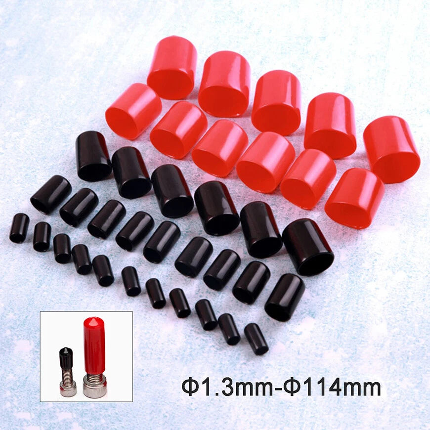Rubber Thread Protector Caps – Φ1.3mm to Φ114mm, Black or Red (Huge Size Range)