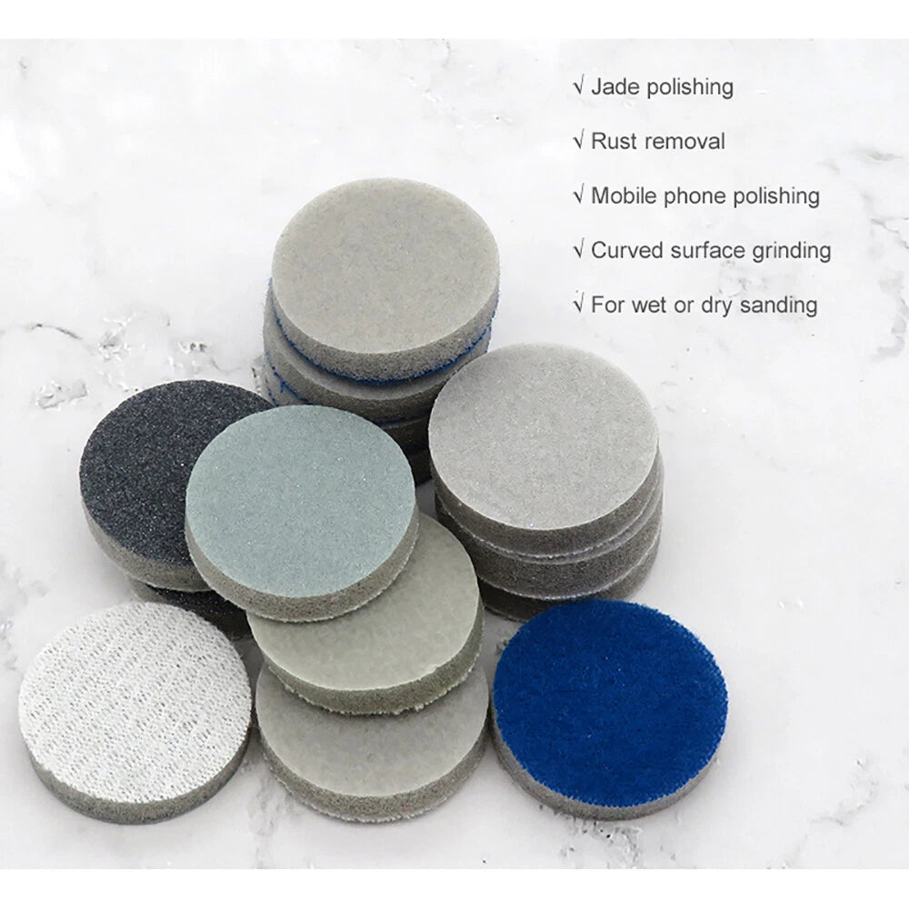 1 Inch（25mm）Hook & Loop Sponge Sandpaper Wet and Dry Sanding Discs 300-3000 Grit