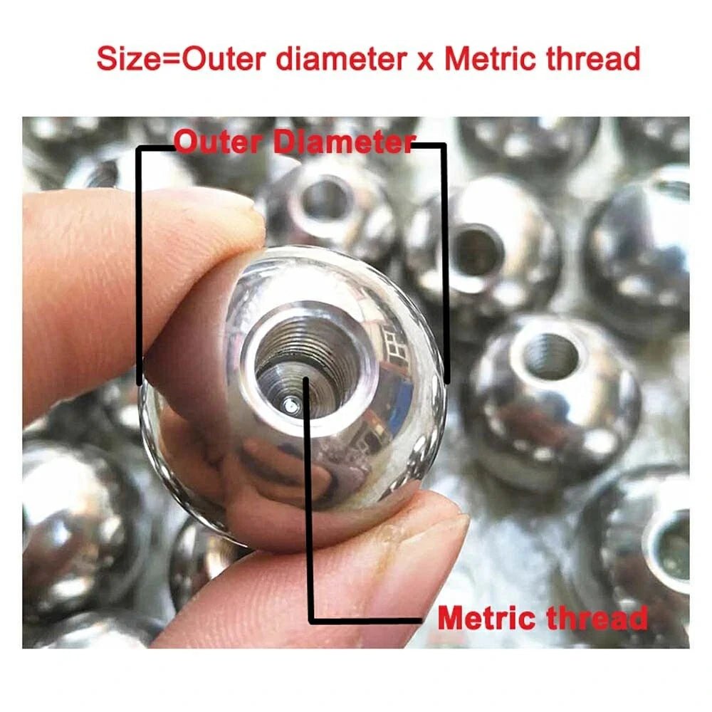 10Pcs 304 Stainless Steel M2 - M20 Metric Thread Half Hole Drilling Balls OD 10mm - 60mm Female Thread Blind Hole Smooth Ball Bead - HomeDIYer