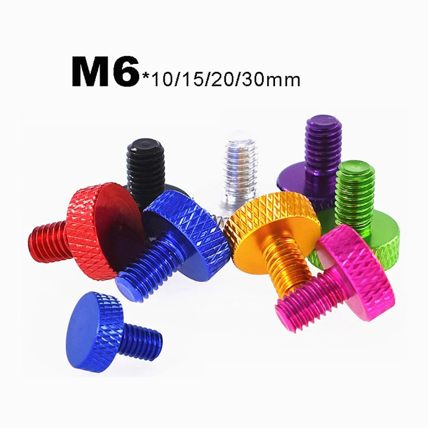 M6*10/15/20/30 Aluminum Bolts Knurled Flat Head Thumb Screws Anodized DIY Model