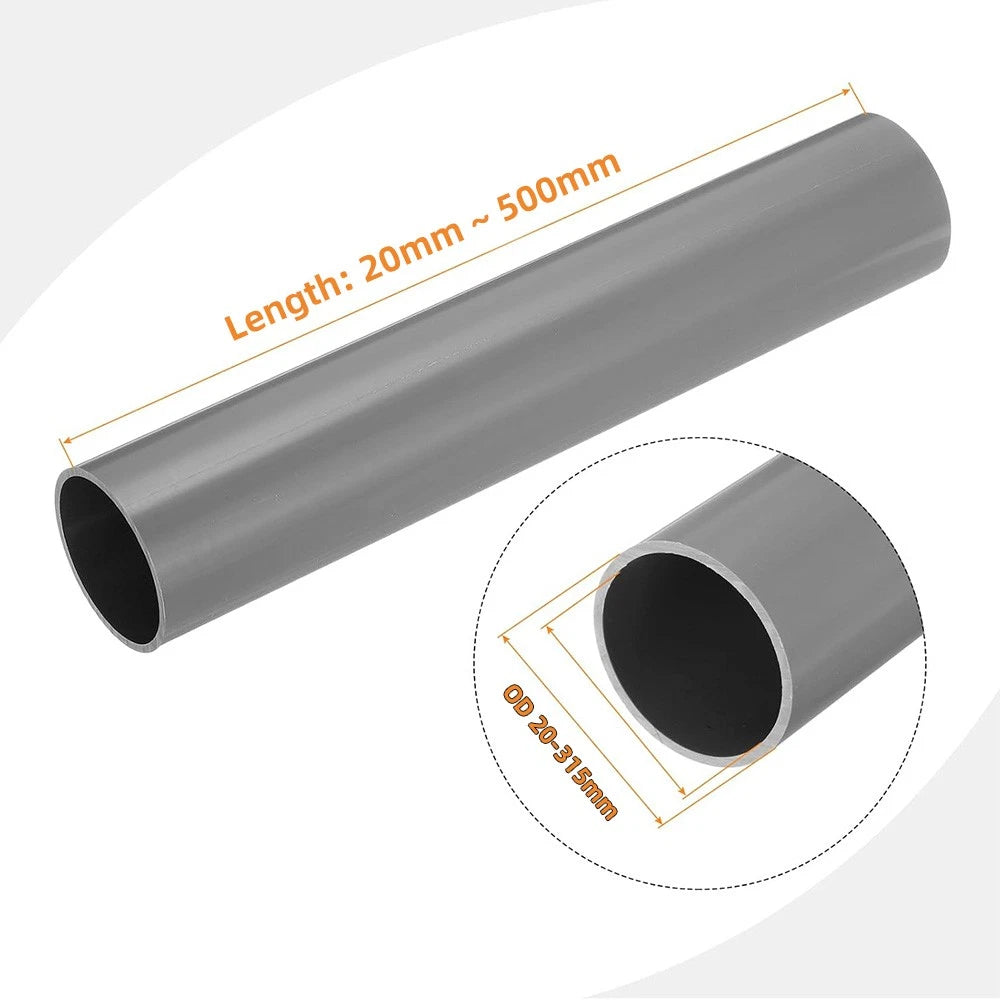 Grey PVC Round Tube Pipe – Solvent Weld, 20mm to 315mm OD, Cut to Length