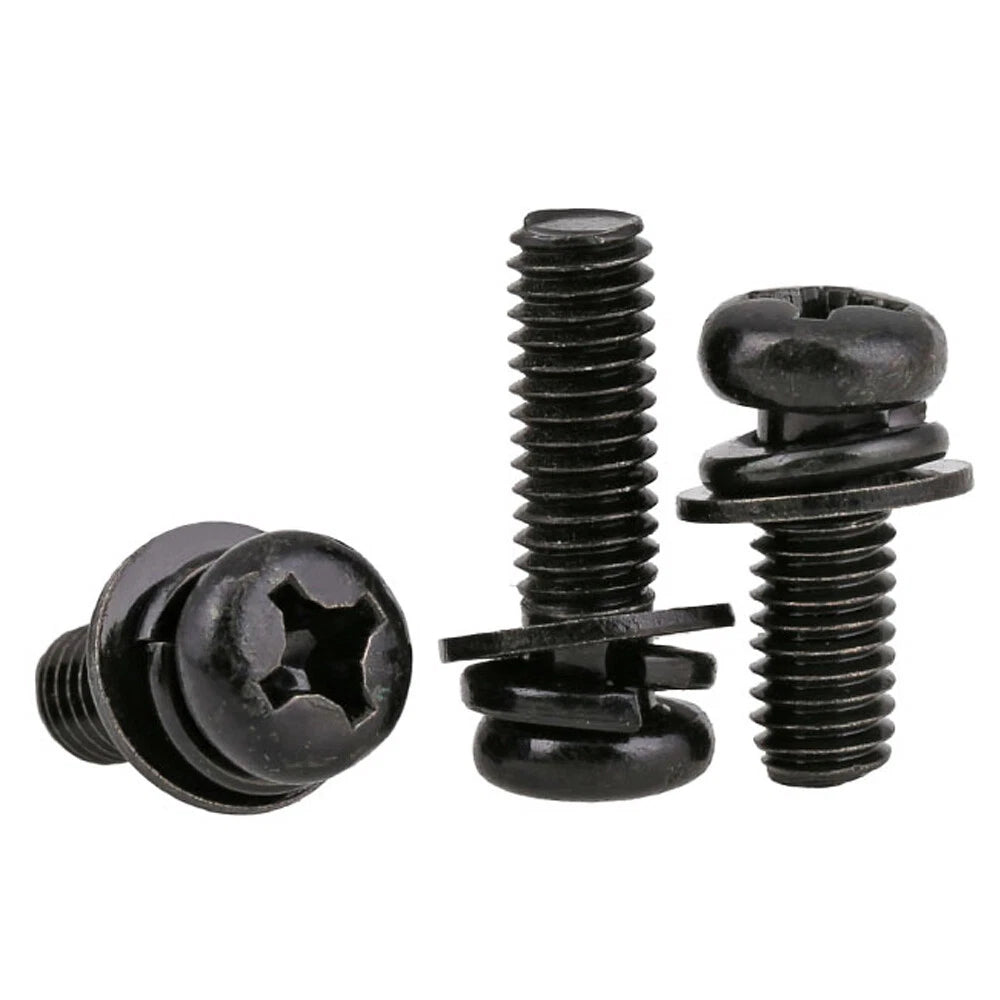 Phillips Pan Head Machine SEM Screws with Spring & Flat Washer | M2.5–M6 Carbon Steel
