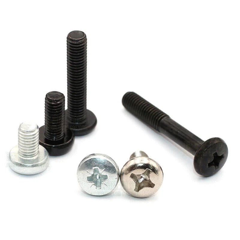 M4 M5 M6 Phillips Round Pan Head Machine Screws – Carbon Steel, Multiple Finishes, 5–45mm Lengths - HomeDIYer