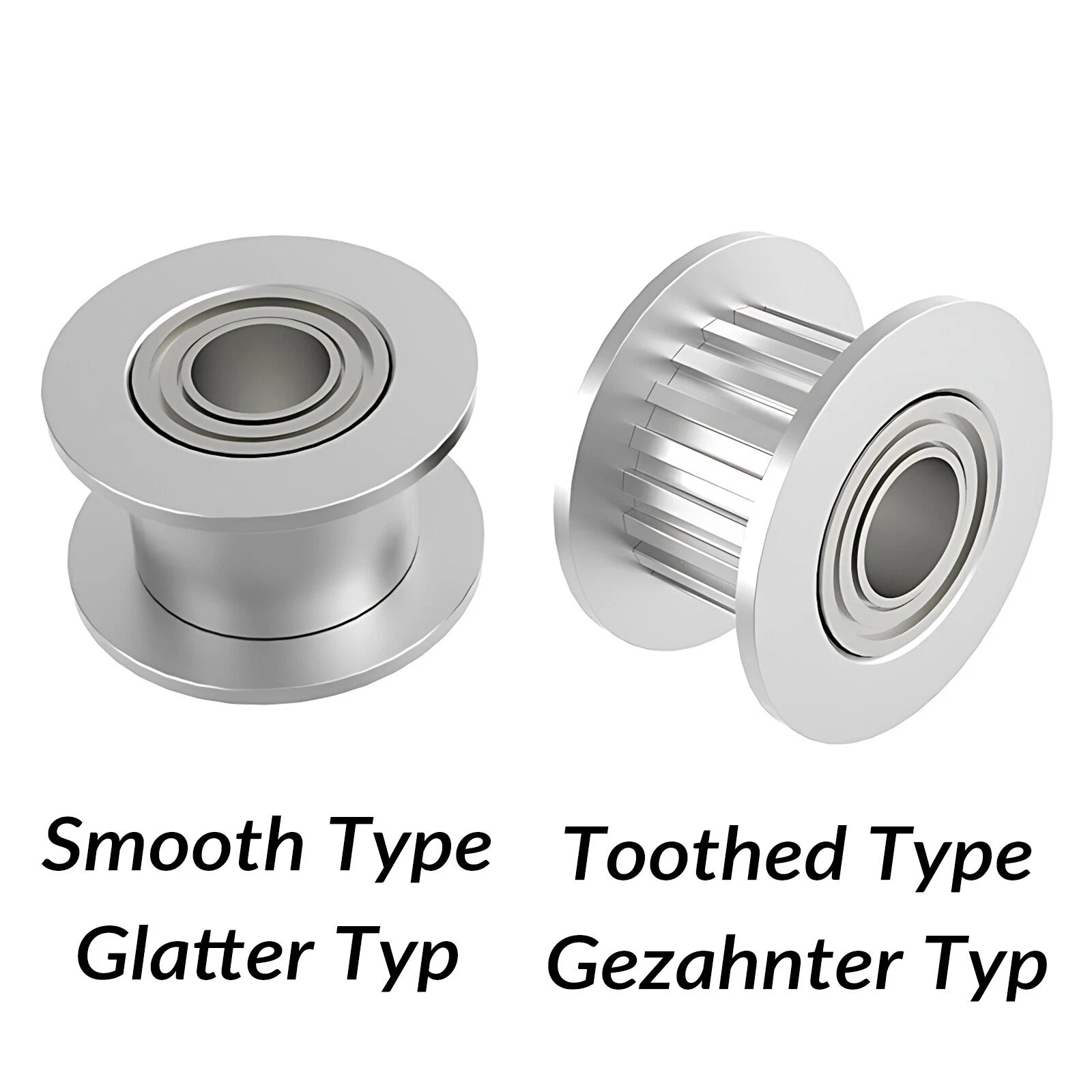 GT2 6mm/10mm Timing Belt Smooth/Toothed Tooth Idler Drive Pulley 12-60 Bore 3-15