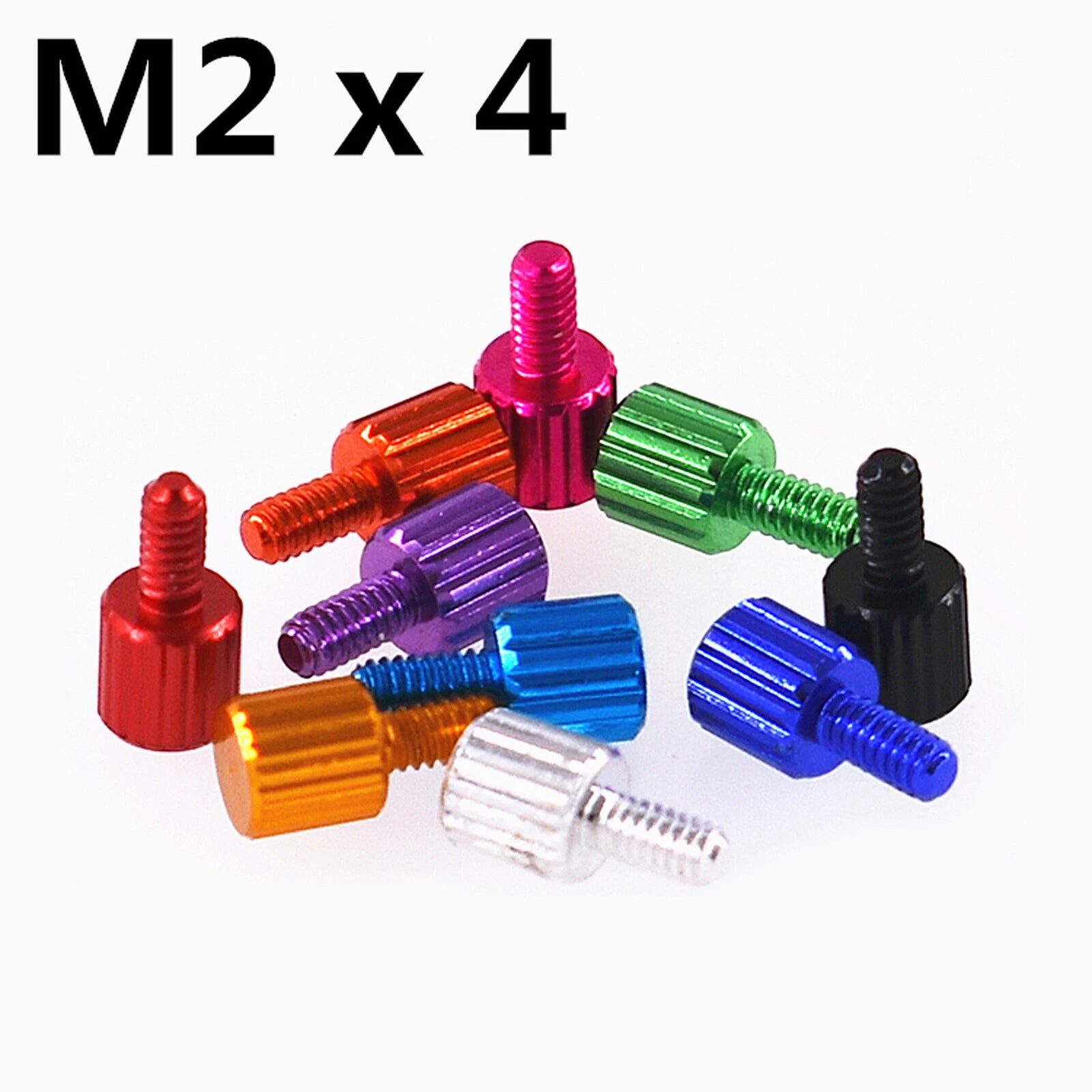 M2 Knurled Thumb Screws — 6061 Aluminum Alloy, Colored Round Hand Grip Knob Bolts