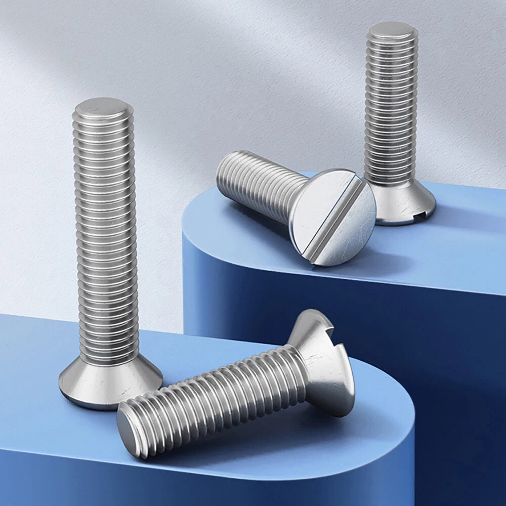 M1.6–M4 Slotted Countersunk Machine Screws – A2 Stainless Steel, Flat Head, Lengths 4mm–50mm