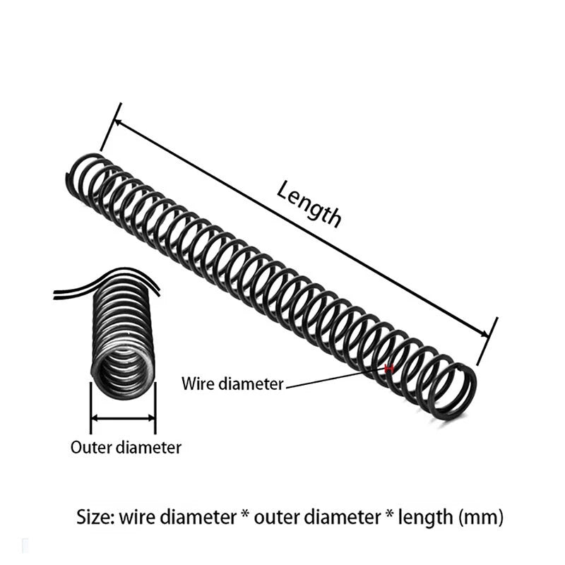 Compression Pressure Spring Wire Dia 0.3-3mm Spring Steel OD 3mm~50mm Long 305mm