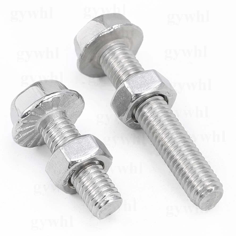 Phillips Hex Flange Bolts with Hex Nuts — Serrated & Smooth, M3–M8