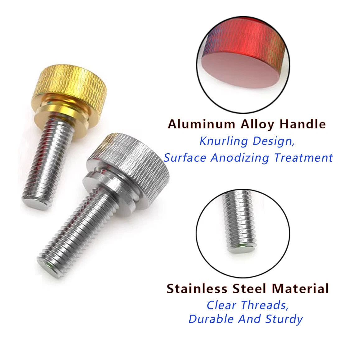 10Pcs M3 M4 M5 M6 M8 Computer PC Case Fully Threaded DIY Knurled Thumb Screws