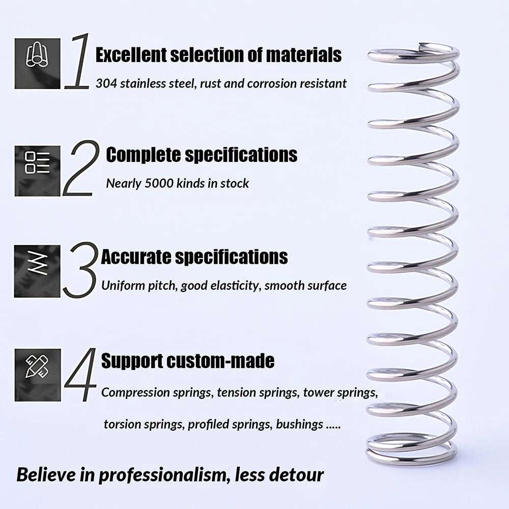 10Pcs Wire Dia.0.7mm-0.8mm OD 4mm-12mm Small Springs Compression Spring Steel