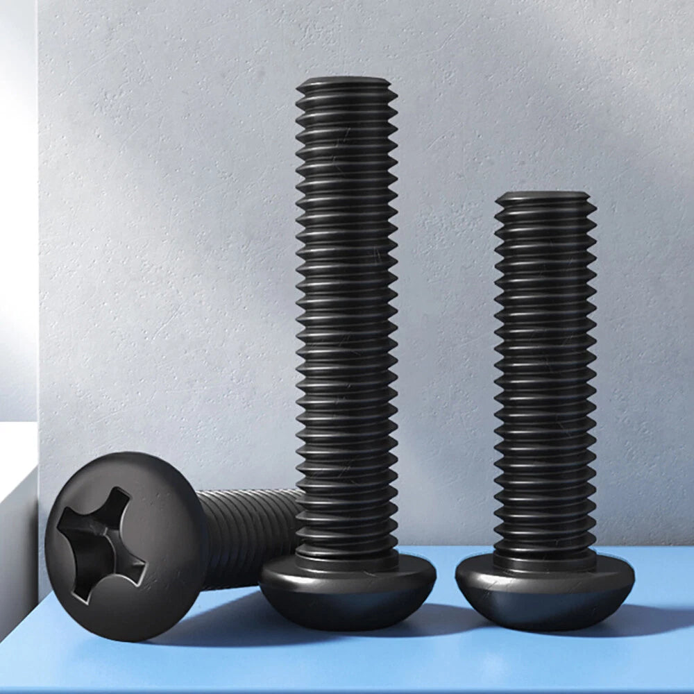 Black Pozi Pan Head Machine Screws M1–M5 | Micro Screws for Eyeglasses, Electronics & Computers