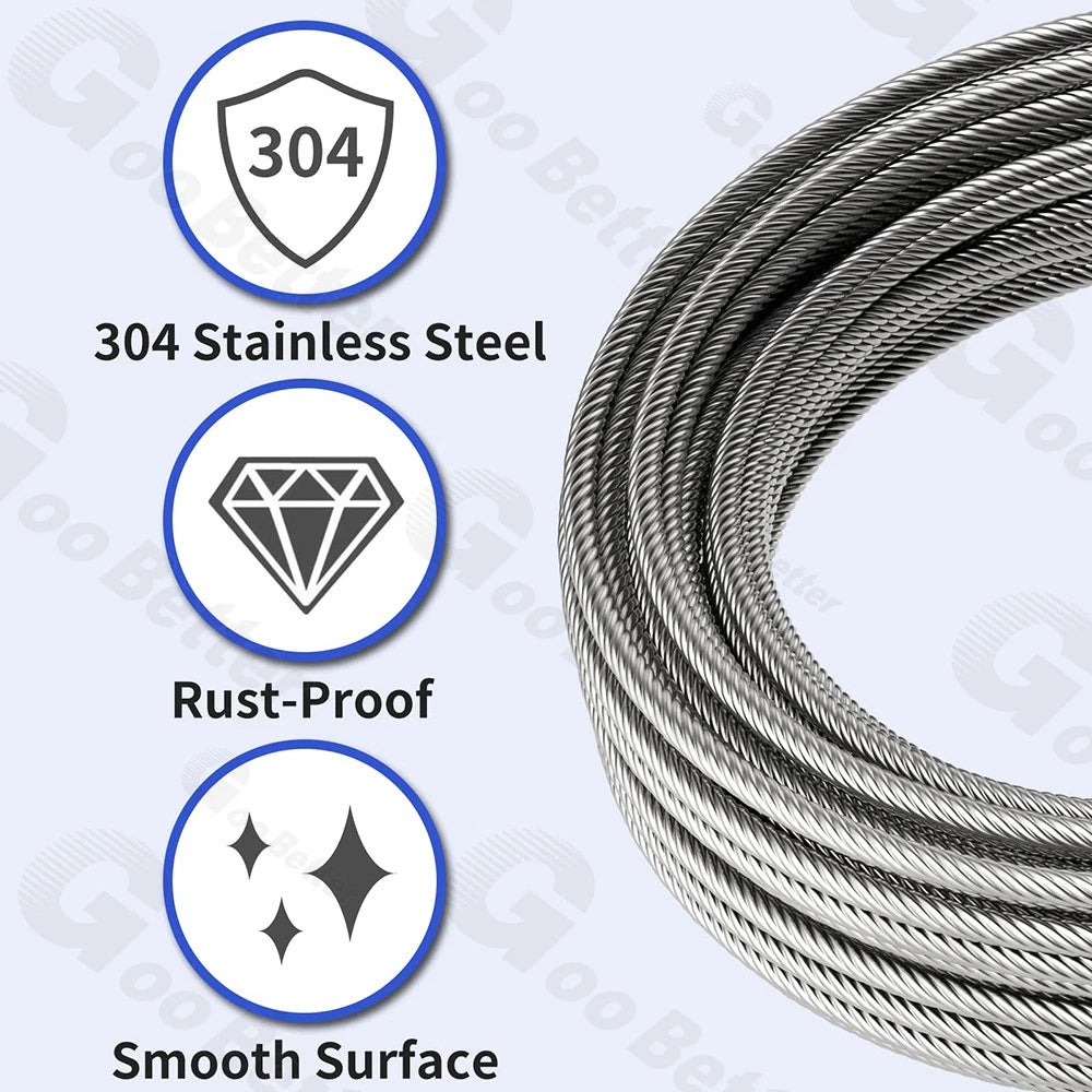 304 Stainless Steel Wire Rope Metal Cable Rigging 0.3mm 0.4mm 1mm 1.2mm - 20mm