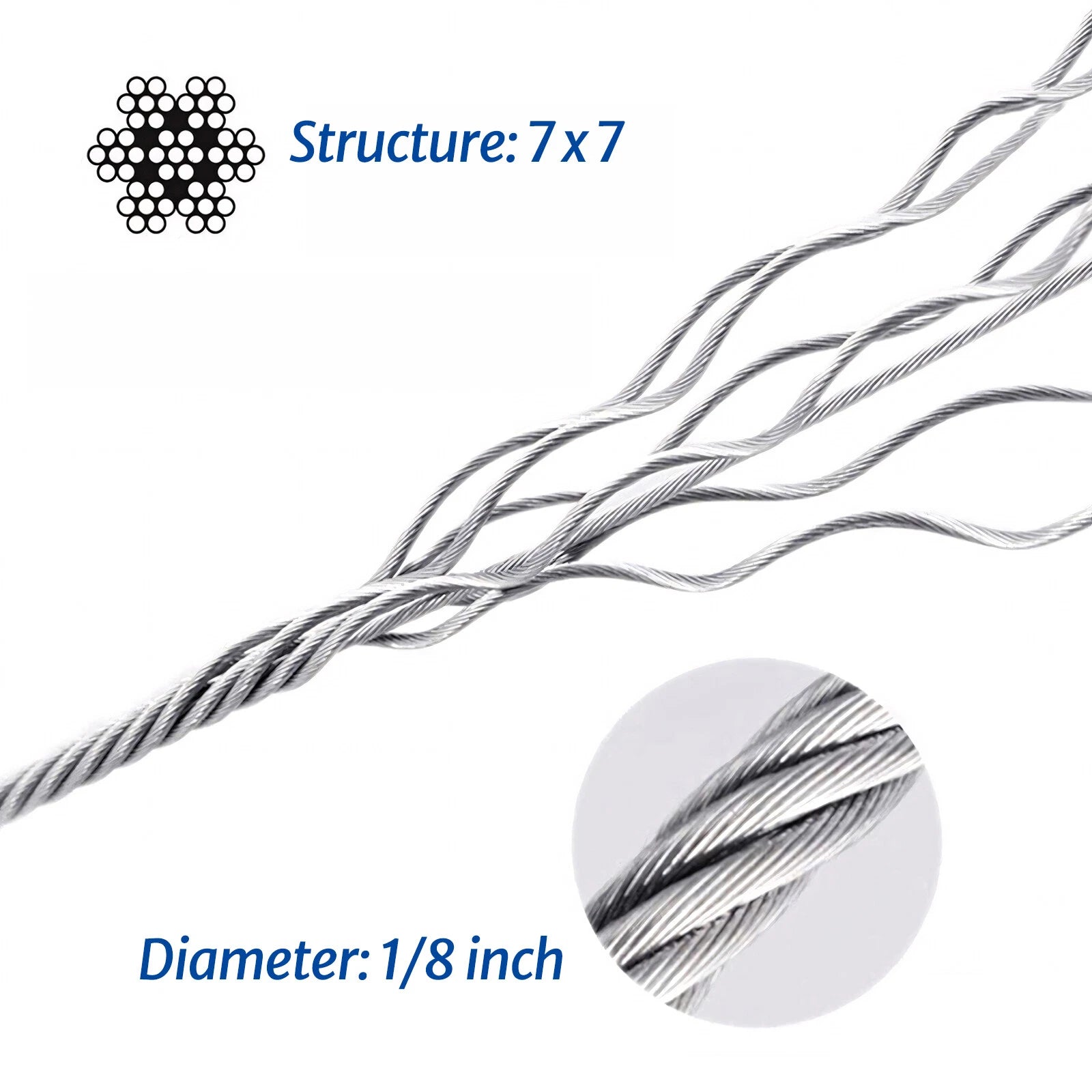 316 A4 Stainless Steel Wire Rope 0.8mm-12mm LIFTING METAL CABLE 7x7-7x19