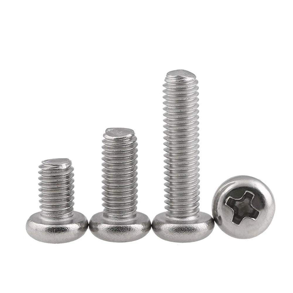 Round Pan Head Phillips Machine Screws – 316 Stainless Steel, Marine Grade (M2–M8, Fully Threaded)