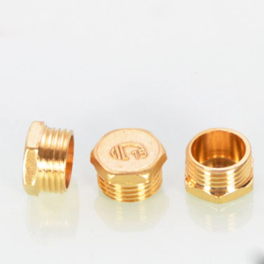 BSP Brass Pipe End Cap & Blanking Plug — 1/2", 3/4", 1" Male Plug & Female Cap