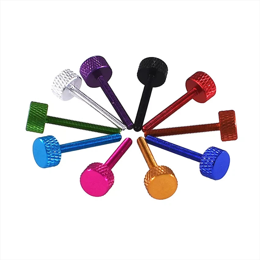 M3 Coloured Aluminium Knurled Thumb Screws Flat Head Hand Grip Bolt L:12mm-50mm