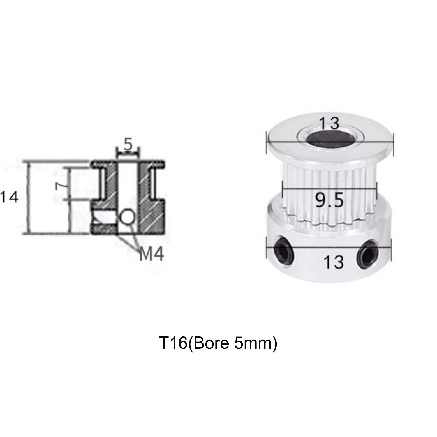 GT2 6mm Timing Belt Tooth Idler Drive Pulley 16T 20T 30T 36T 40T Bore:3mm-10mm