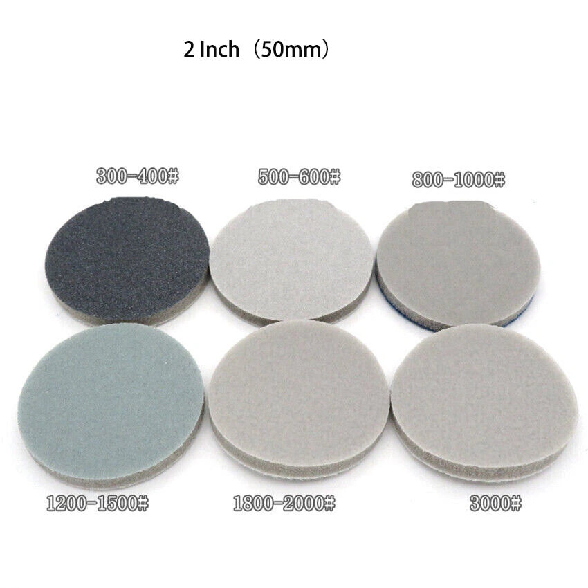 25/50/75mm Wet Dry Sanding Discs Sponge Foam Sandpaper Hook & Loop 300-3000 Grit