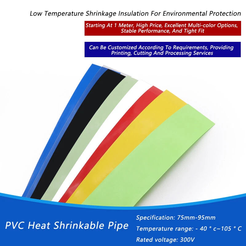 PVC Heat Shrink Tubing 2:1 Ratio – Flat Shrinkable Sleeve for Wire & Cable (75mm–95mm)
