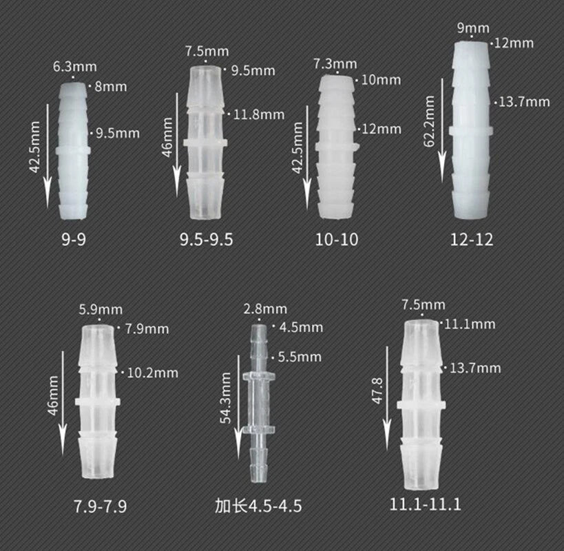 Straight Joiner Barbed Tubing Connector — Plastic Hose Coupler for Air & Water Lines 2.4–32mm
