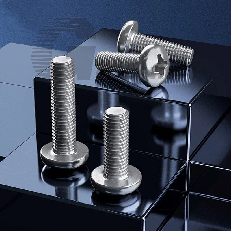 M6 M8 Machine Screw Round Pan Head Phillips Screws Flat Tail A4 Stainless