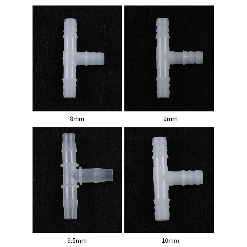 T-Type Barbed Hose Connector — Plastic Elbow Joiner for Air, Fuel & Water Lines