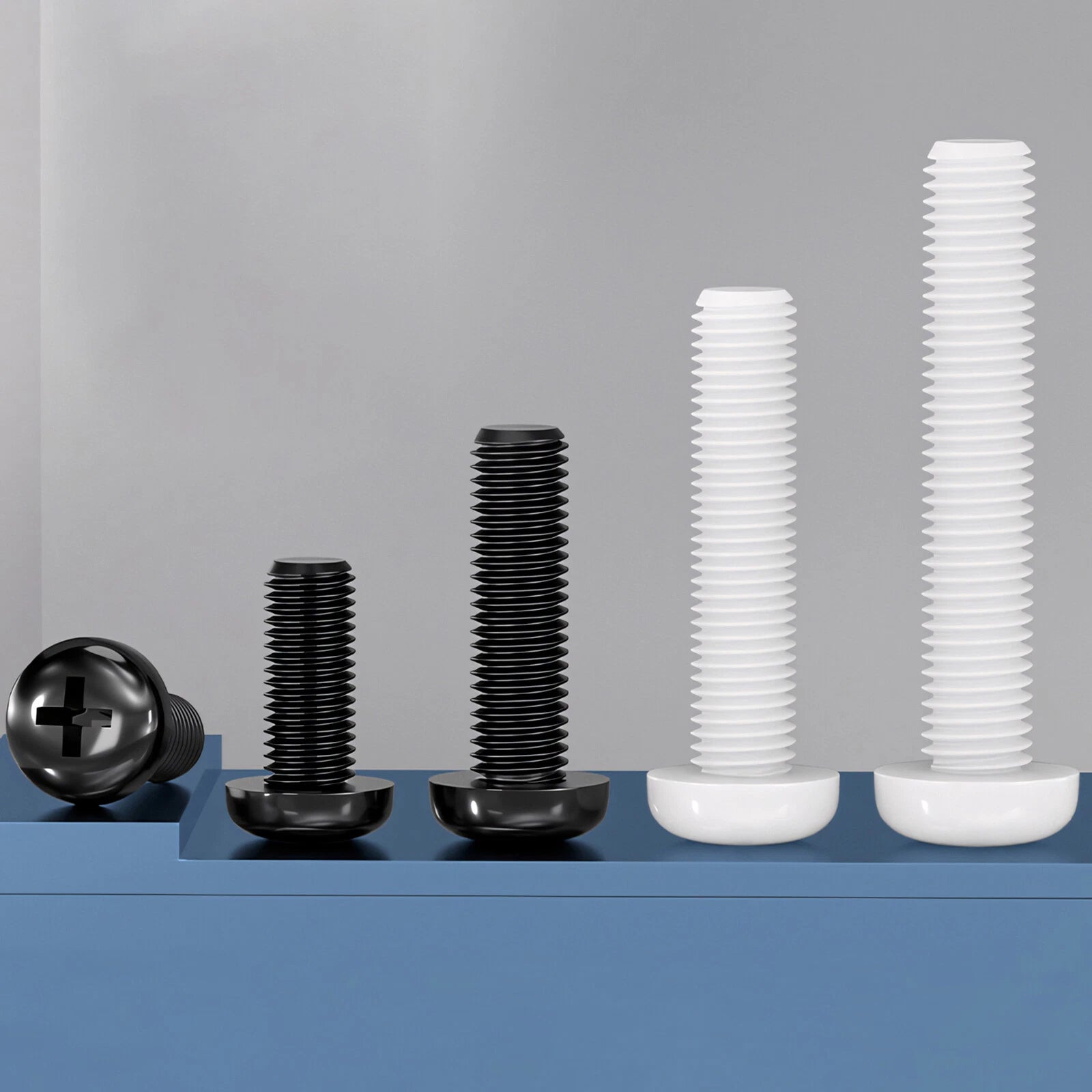 White/Black Nylon Phillips Machine Screws – M2 to M6, Plastic Round Pan Head Bolts