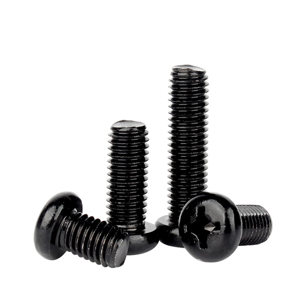 Black Pozi Phillips Pan Head Machine Screws UNC UNF — #2-56 #4-40 #6-32 #8-32 #10 1/4 5/16