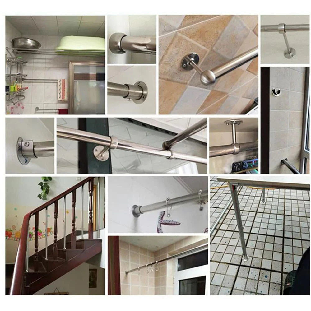 Stainless Steel Wardrobe Rail Brackets & Sockets — End & Centre, Short & High Profile