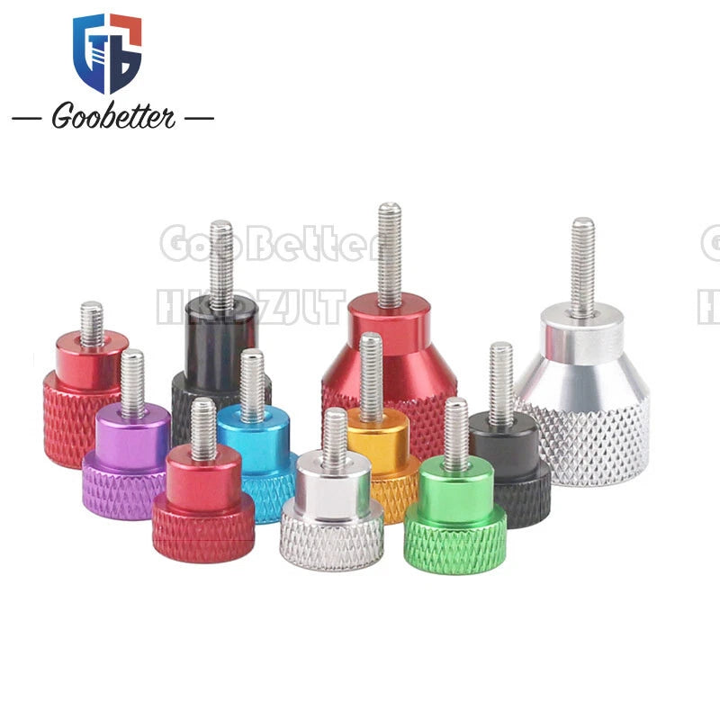 Knurled Thumb Screws M3 M4 | Hand Grip Knob Bolts | Aluminum Alloy | Red Black Silver