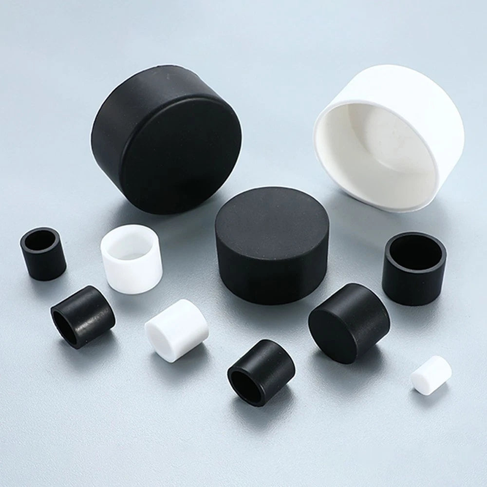Silicone Rubber End Caps – 3mm to 80mm for Chair Legs, Screws, Tubes (Black / White)