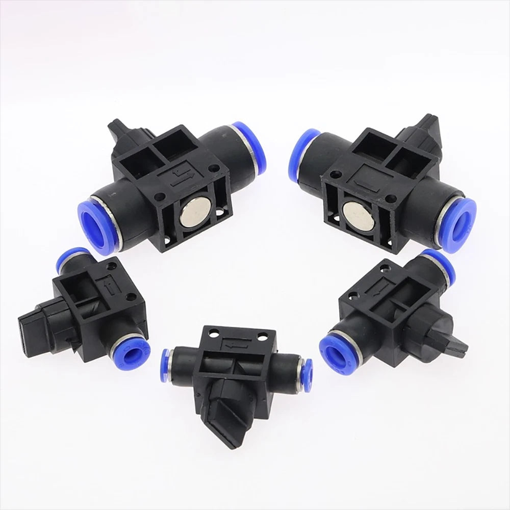 HVFF Pneumatic Hand Valve T-Joint 2-Way Push-In Hose Fitting