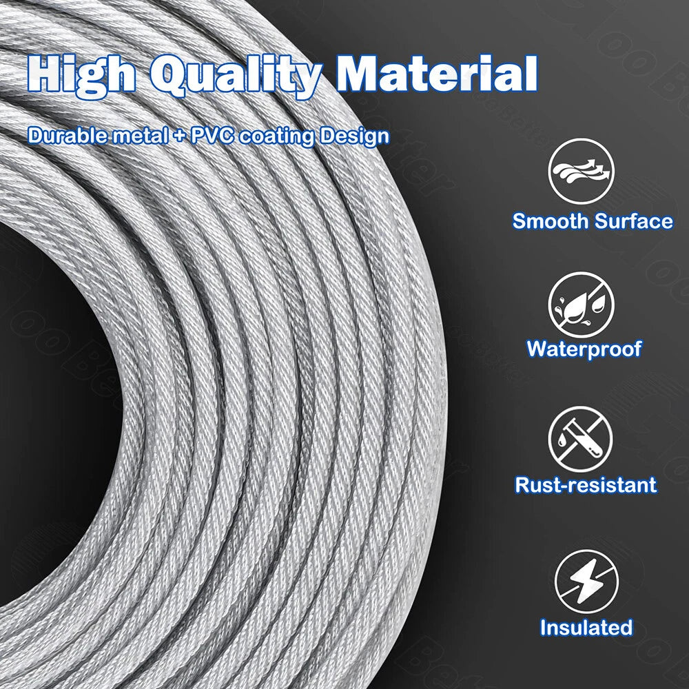 Dia 0.6mm-12mm Stainless Steel Wire Rope PVC Plastic Coated Metal Cable Rigging