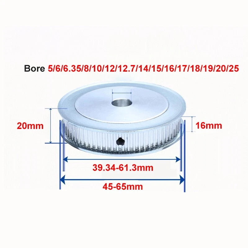 HTD3M Timing Pulley 40-65 Teeth Synchronous Wheel 15mm Belt Width 5mm-25mm Bore