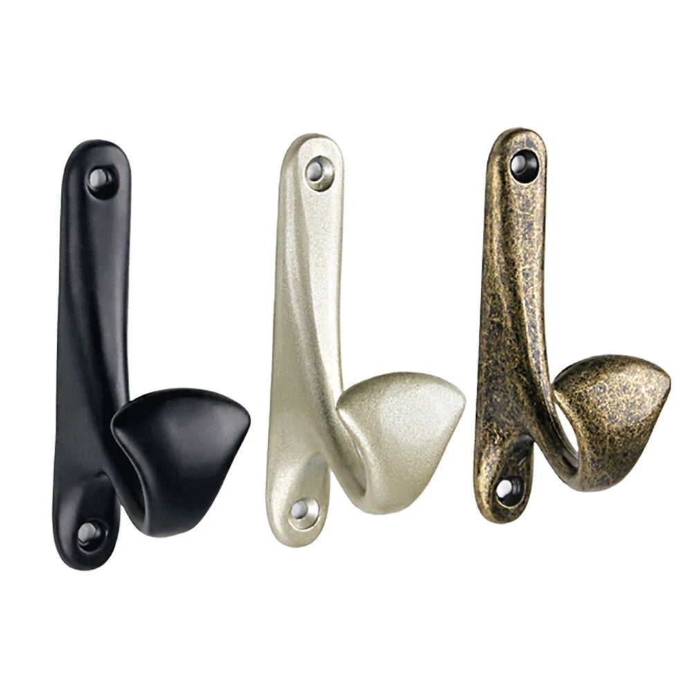 Zinc Alloy Single Hook Clothes Coat Robe Bathroom Wall Hooks Hanger Black Golden