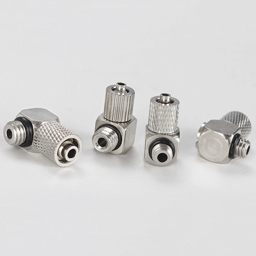 Mini Pneumatic Elbow Fittings — Push-In Hose Barb to Male Thread Connectors (3mm–6mm OD, M3–M6)
