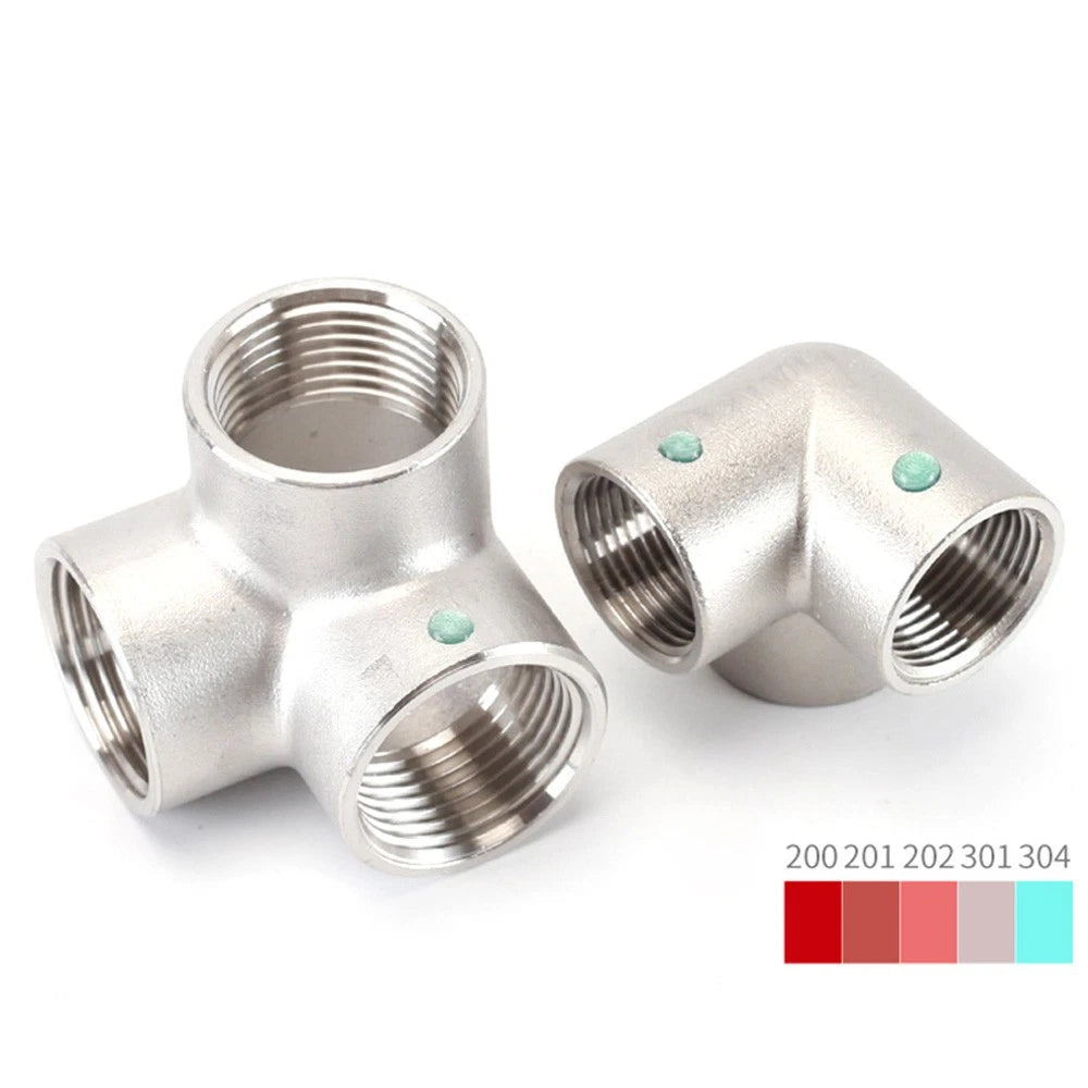 BSP Female 3-Way Tee Pipe Fitting – Stainless Steel 90° Corner Elbow