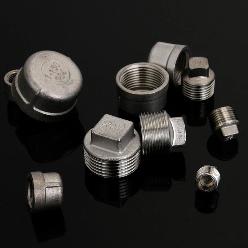 304 Stainless Steel BSP Blanking End Cap Pipe Fittings — Male & Female 1/4" to 1-1/2"