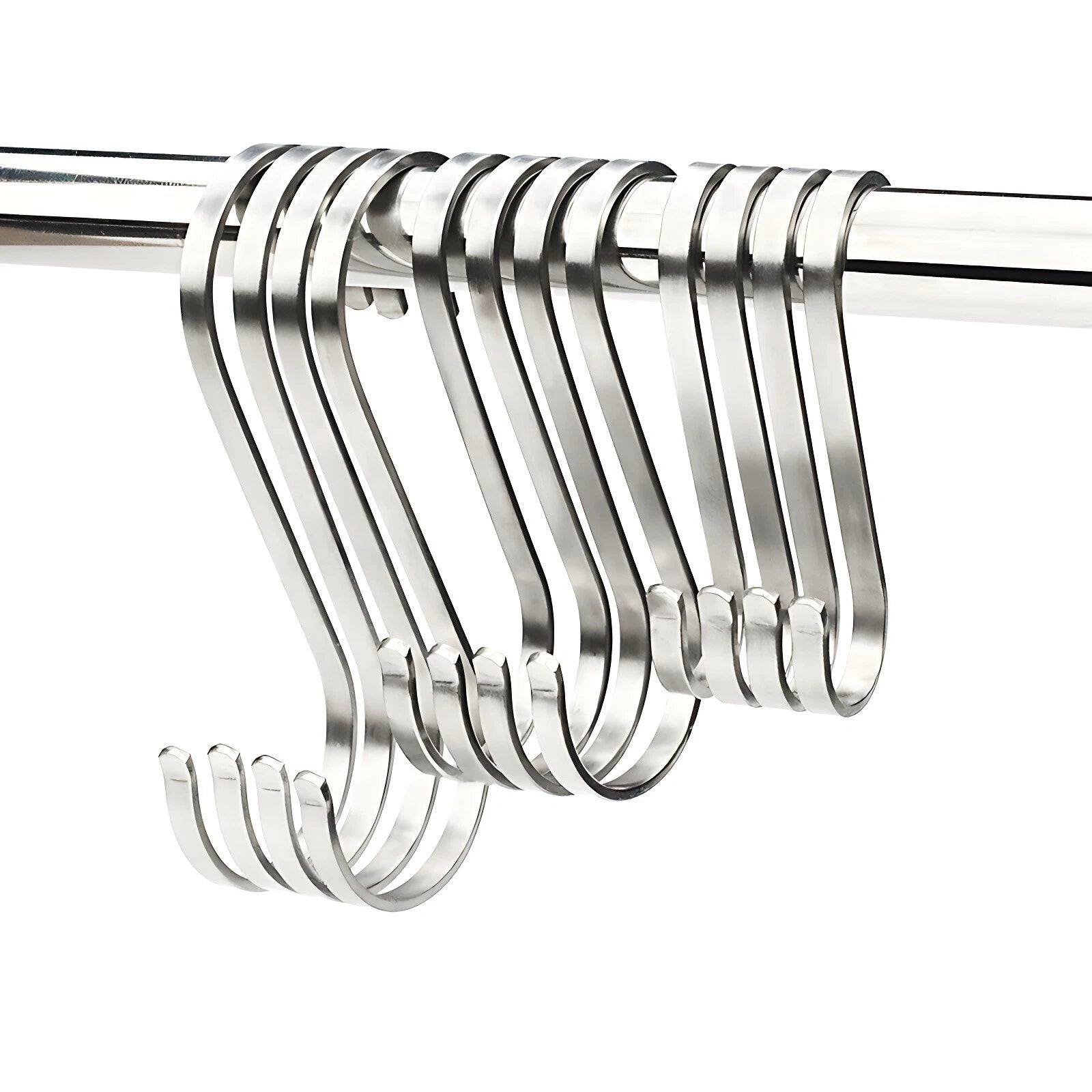Stainless Steel Flat S Hooks Kitchen Meat Pan Utensil Clothes Hanger Hanging