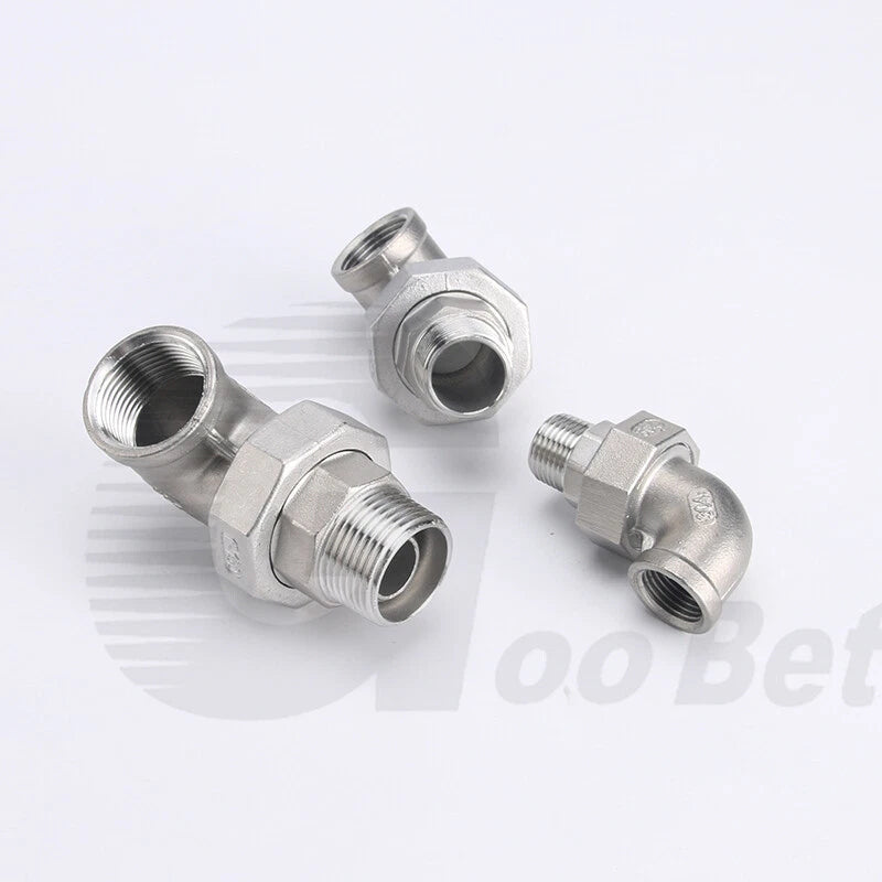 304 Stainless Steel 90° Union Elbow BSP 1/4"–2" Male Female Pipe Fitting Adapter