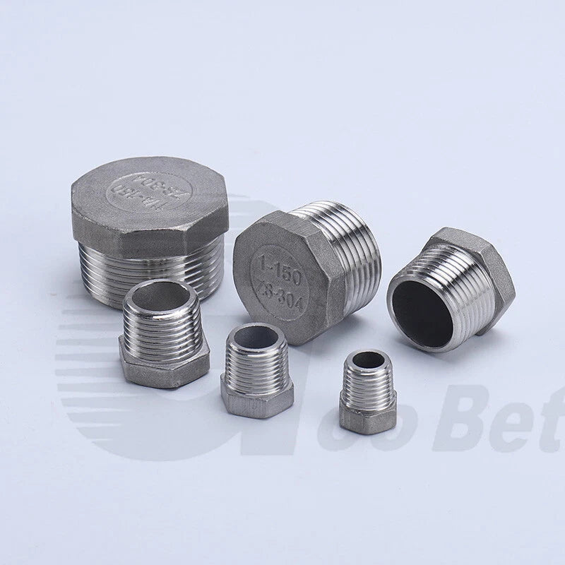 304 Stainless Steel BSP Male Thread Hex Plug — End Stopper Pipe Fitting (1/4" to 2")