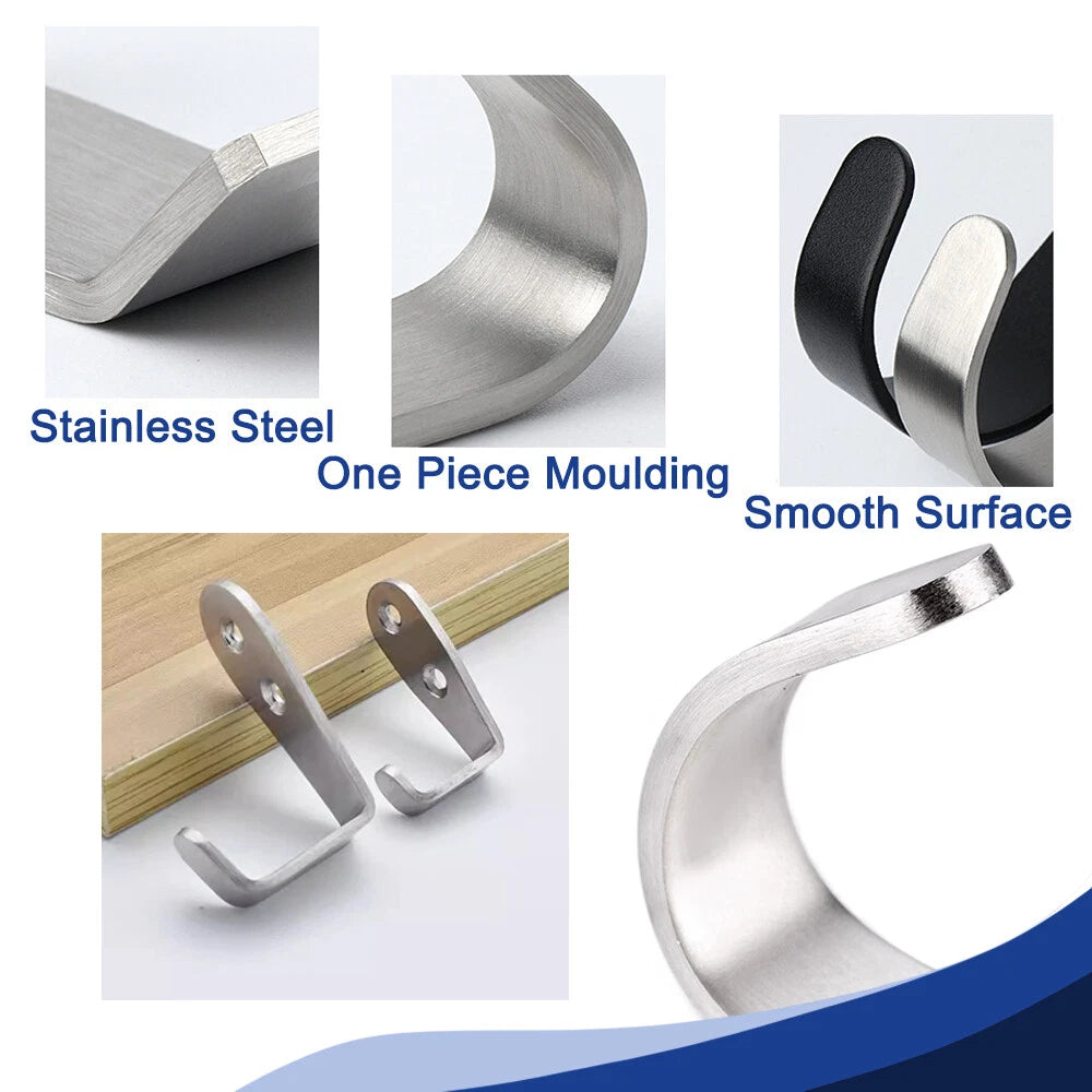 Stainless Towel Coat Heavy Duty Door Wall Mounting J Hooks Hanger Single Holder