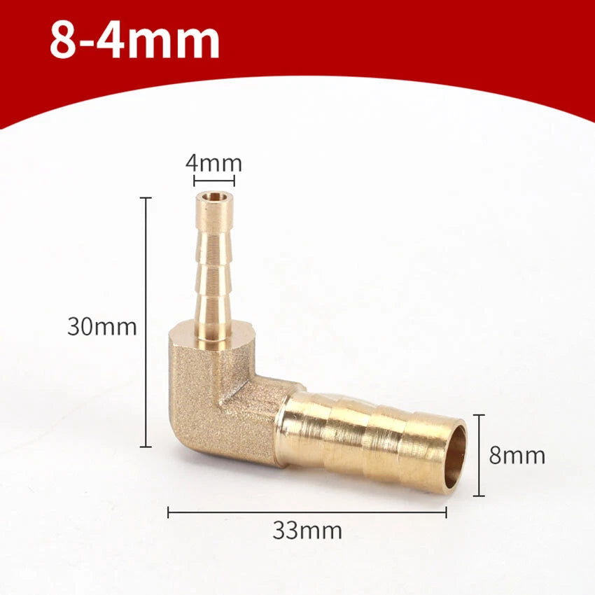 90° Brass Barb Elbow Fittings — Reducing Hose Joiner for Fuel, Air & Fluid Lines