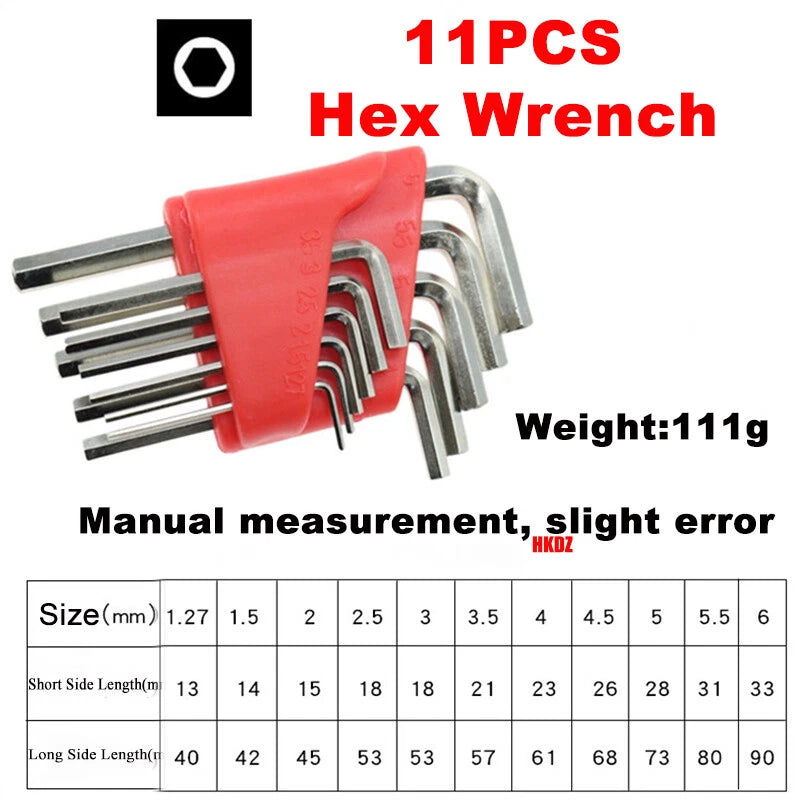 M2~M8 Metric Short Arm Allen Keys Hex Wrenches Hexagonal Key 0.9mm~4mm All Sizes