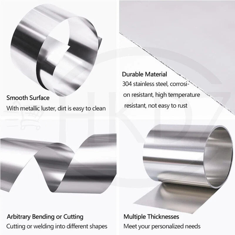 Stainless Steel Flat Thin Plate Band Foil Sheet 0.01mm-1.0mm Metal Strip Roll