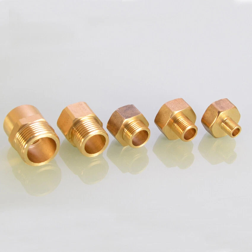 Brass Reducing Coupler — NPT Female to Male Pipe Fitting Adapter (1/8" to 1" Sizes)